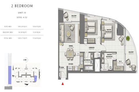 Apartament do wynajęcia w Palm Jumeirah, Dubai, ZEA 2 sypialnie, 119.28745200 mkw., nr 720395 - zdjęcie 13
