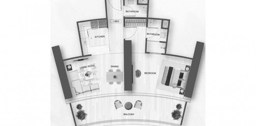 Apartment in Binghatti Flare in Jumeirah Village Triangle, Dubai, UAE 1 bedroom, 69.85 sq.m. № 629587