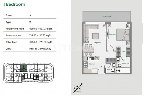 Apartment in Arjan, Dubai, UAE 1 room, 41 sq.m. № 634219 - photo 17