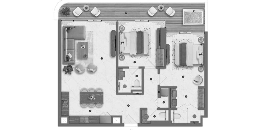 Apartmán v Bond Living v Dubai Residence Complex, SAE 2 spálne, 98.09 m2 č. 700547