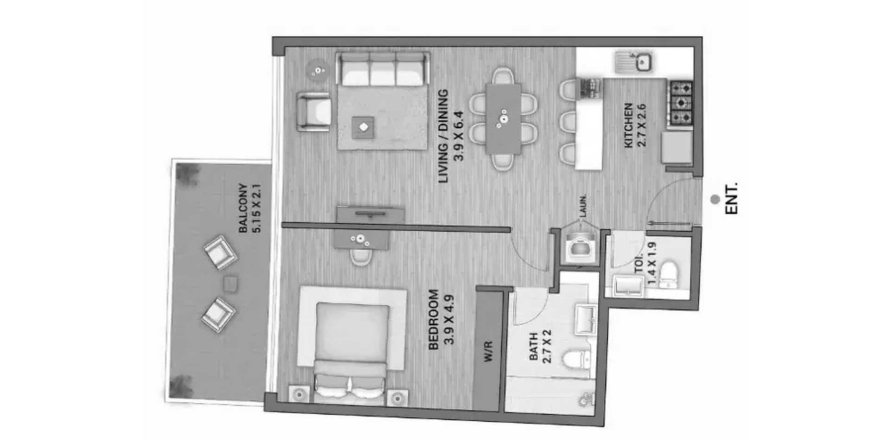 Apartment i Dubai, UAE 1 soveværelse, 82.41 kvm № 713757