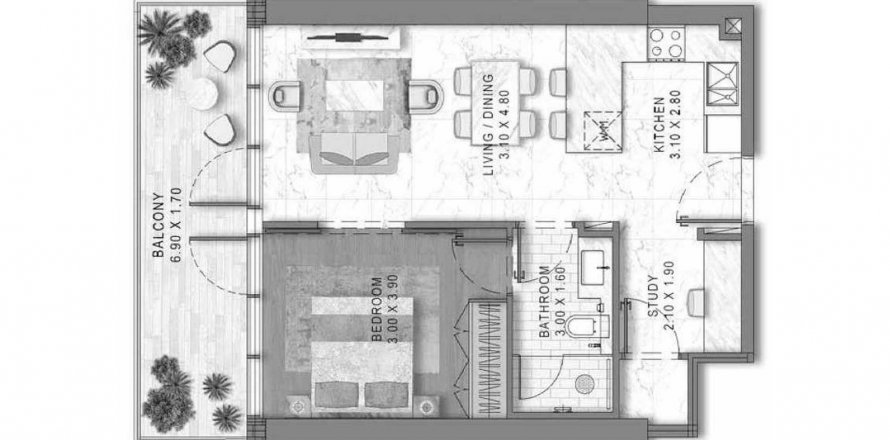 Dzīvoklis Damac District DAMAC Hills (Akoya by DAMAC), Dubaijā, AAE 1 istaba, 64.4 m2 Nr. 636852