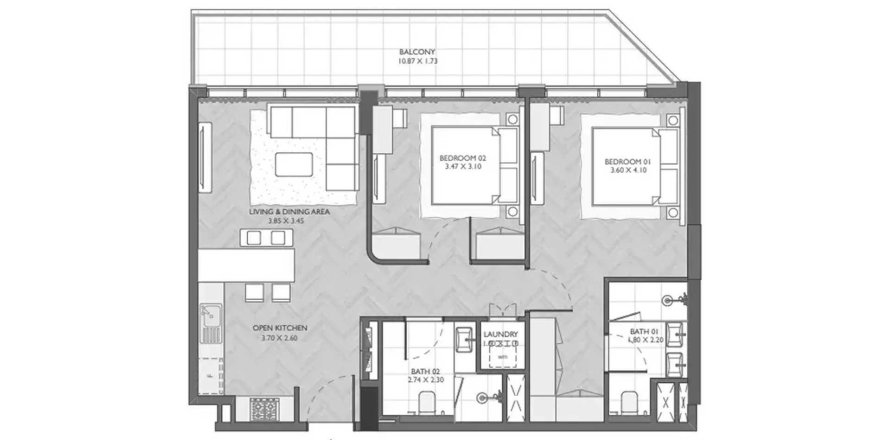 Appartamento a Dubai South (Dubai World Central), Dubai, EAU 2 camere da letto, 101.45 mq. № 706182