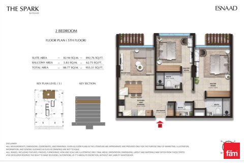Wohnung zum Verkauf in Dubai, VAE 2 Schlafzimmer, 88.8 m2 Nr. 710760 - Foto 22
