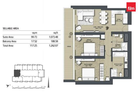 Appartamento in affitto a Dubai, EAU 2 camere da letto, 117.4 mq. № 754987 - foto 12