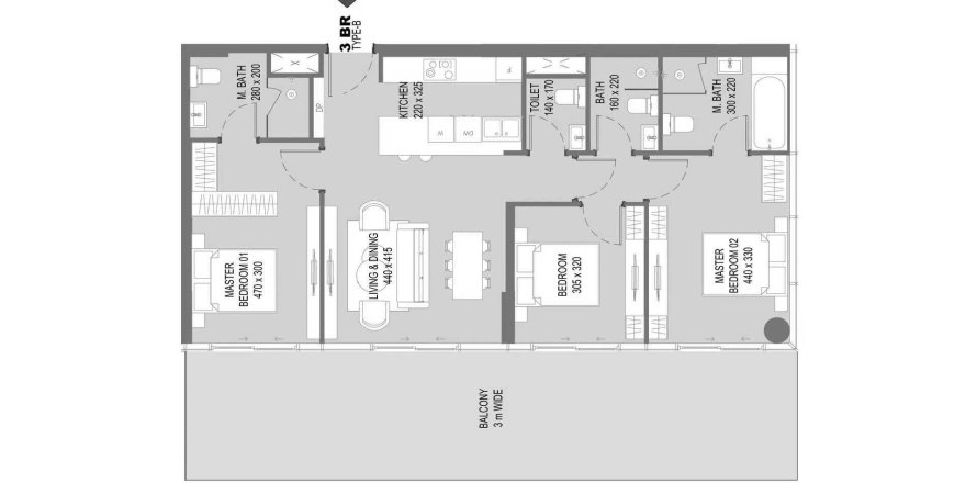 Apartament în Saadiyat Island, Abu Dhabi, EAU 3 dormitoare, 146 mp. №688109