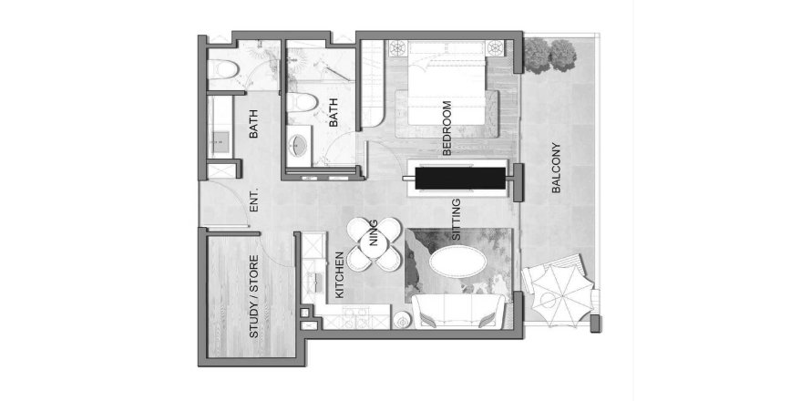 Dzīvoklis Listone Residence International City, Dubaijā, AAE 1 istaba, 64 m2 Nr. 698700