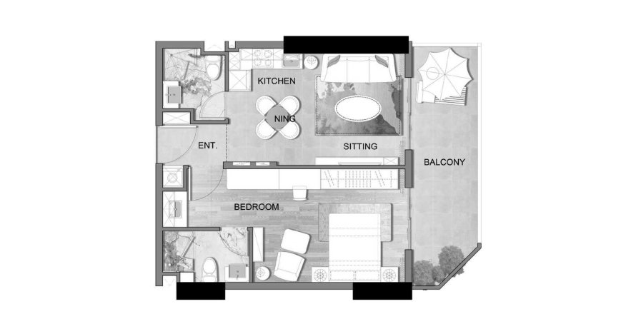 Dzīvoklis Listone Residence International City, Dubaijā, AAE 1 istaba, 63 m2 Nr. 698701