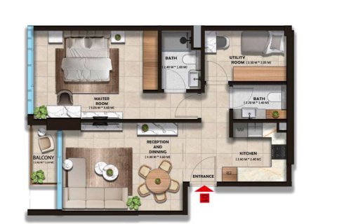 Apartemen di Dubai, UEA 1 kamar tidur, 72 m2 nomor 712918 - foto 15