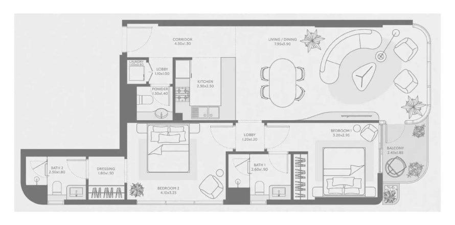 Apartment in Symphony By Chaimaa in Majan, Dubai, UAE 2 bedrooms, 99.22 sq.m. № 718919