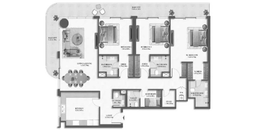 Apartment i Al Reem Island, Abu Dhabi, UAE 3 soveværelser, 195.1 kvm № 740448