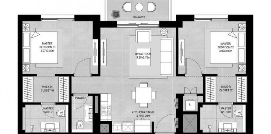 Apartament w Town Square, Dubai, ZEA 2 sypialnie, 86.6 mkw. nr 640786
