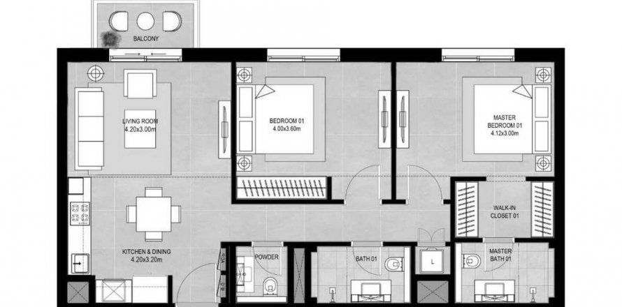 Town Square, Dubai, BAE’de daire 2 yatak odası, 86.3 m² No 640787