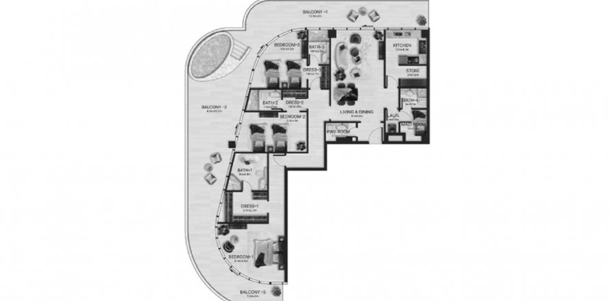 Al Marjan Island、Ras Al Khaimah、UAEにあるマンション 3ベッドルーム、269.46 m2 No613098