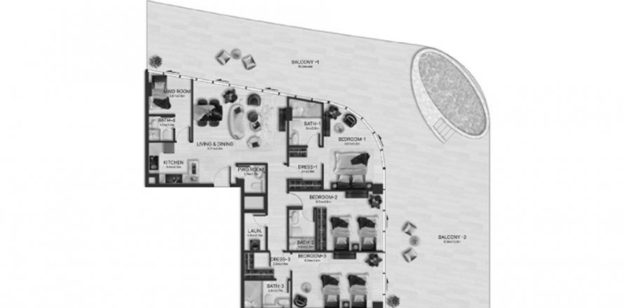 Al Marjan Island, Ras Al Khaimah, UAE의 아파트 침실 3개, 302.99제곱미터 번호 613096