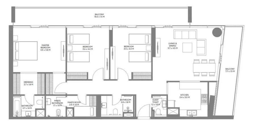 Apartment sa The Gate 6 sa Muwaileh Commercial, Sharjah, UAE 3 silid-tulugan, 178.37 sq.m. № 713797
