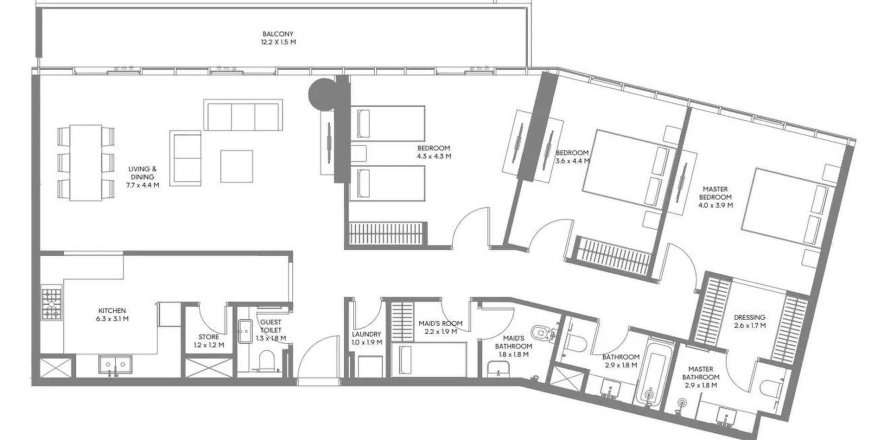 Apartment sa The Gate 6 sa Muwaileh Commercial, Sharjah, UAE 3 silid-tulugan, 176.05 sq.m. № 713798
