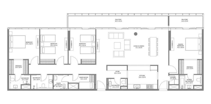 Пәтер The Gate 6, Muwaileh Commercial, Шарджа, БАӘ-да 4 жатын бөлмелер, 221.57 м² № 713799
