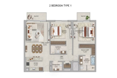Huoneisto Dubai Land, Arabiemiraatit 1 makuuhuone, 68 m2 № 728561 - kuva 21