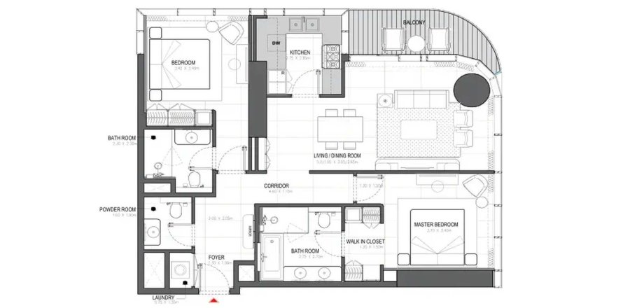 Al Mamzar - Sharjah, Sharjah, BAE’de daire 2 yatak odası, 115.02 m&sup2; No 720742