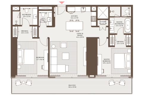 Apartman u DIFC, Dubai, UAE 1 spavaća soba, 97 m2 Br. 689979 - fotografija 5
