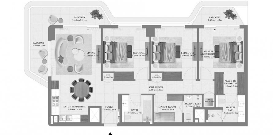 Apartment in Sera 2 in Mina Rashid, Dubai, UAE 3 bedrooms, 154 sq.m. № 634306