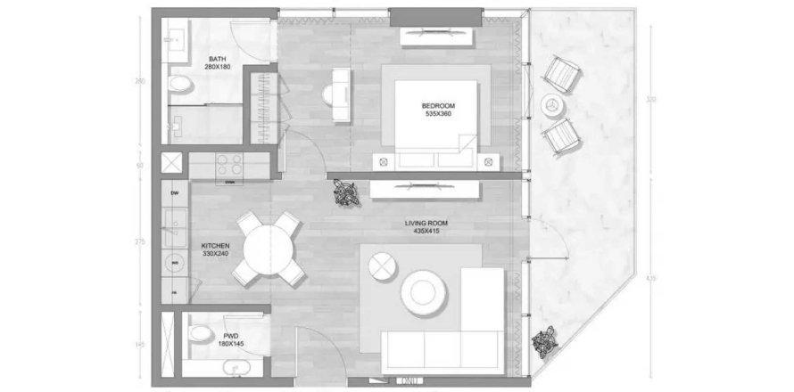 Apartment in Skai Mina in Mina Al Arab, Ras Al Khaimah, UAE 1 bedroom, 77.7 sq.m. № 718426