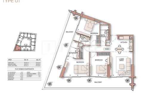 Пәтер Дубай, БАӘ-да 2 жатын бөлмелер, 107 м² № 669328 - фото 20
