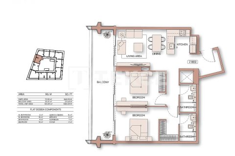 Пәтер Дубай, БАӘ-да 2 жатын бөлмелер, 107 м² № 669328 - фото 16