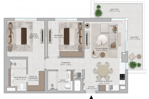 Byt v Dubai, SAE 2 ložnice, 110 m² Č.: 629940 - fotografie 10