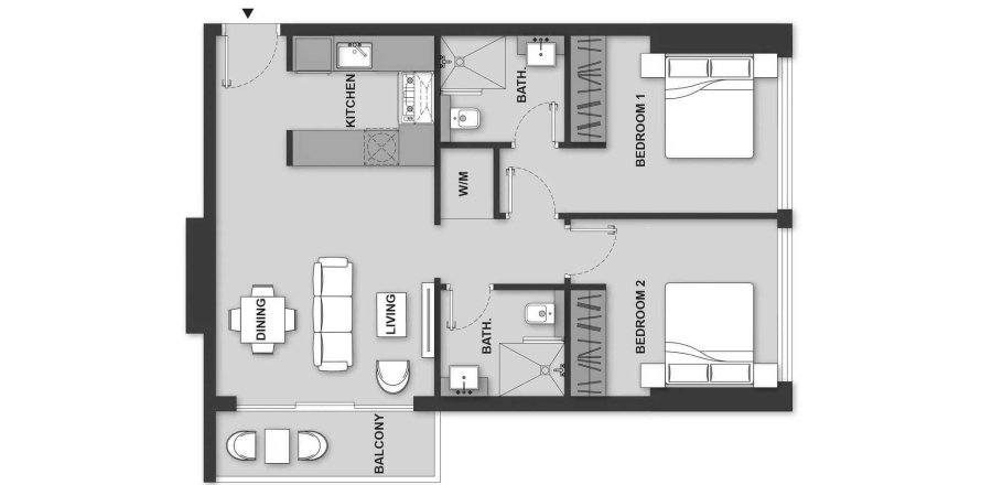 Apartman u MAISON ELYSEE 3 u gradu Jumeirah Village Circle, Dubai, UAE 2 spavaće sobe, 66.24 m2 Br. 573874
