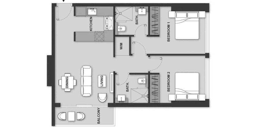 Wohnung MAISON ELYSEE 3 in Jumeirah Village Circle, Dubai, VAE: 1 Schlafzimmer, 65.4 m2 Nr. 713469