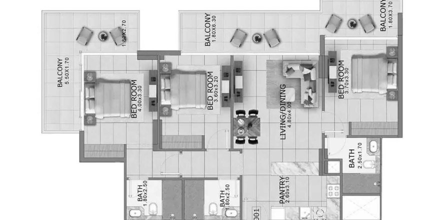 Dubai Land、Dubai、UAEにあるマンション 3ベッドルーム、130.81 m2 No712083