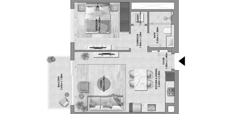 Byt v Palace Residences Hillside v Dubai, SAE 1 ložnice, 63.22 m² Č.: 650706