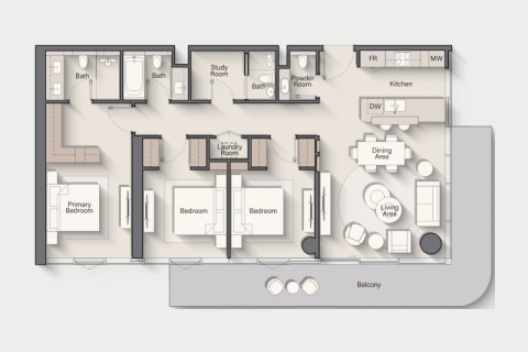 Apartman u Al Marjan Island, Ras Al Khaimah, UAE 1 soba, 36 m2 Br. 690255 - fotografija 12