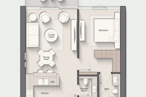 Apartman u Al Marjan Island, Ras Al Khaimah, UAE 1 soba, 36 m2 Br. 690255 - fotografija 9