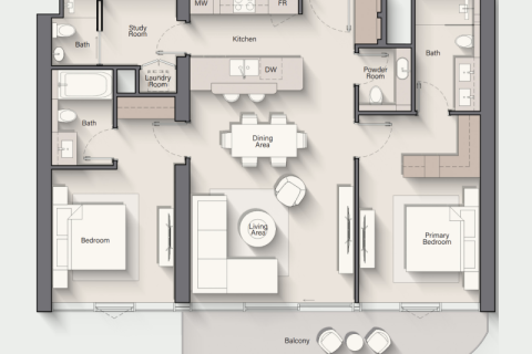Apartman u Al Marjan Island, Ras Al Khaimah, UAE 1 soba, 36 m2 Br. 690255 - fotografija 11