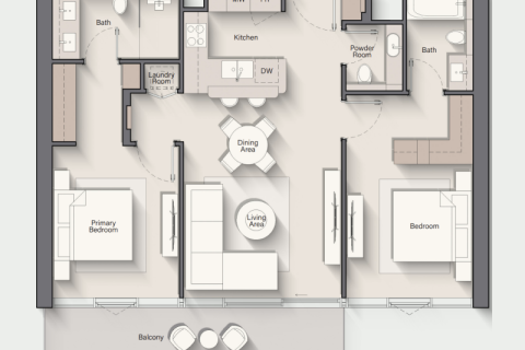 Apartman u Al Marjan Island, Ras Al Khaimah, UAE 1 soba, 36 m2 Br. 690255 - fotografija 10