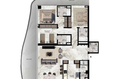 Huoneisto Al Reem Island, Abu Dhabi, Arabiemiraatit 1 makuuhuone, 74 m2 № 690284 - kuva 6