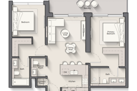 Apartman u Al Marjan Island, Ras Al Khaimah, UAE 1 soba, 37 m2 Br. 690256 - fotografija 6