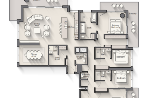 Apartman u Al Marjan Island, Ras Al Khaimah, UAE 1 soba, 37 m2 Br. 690256 - fotografija 8