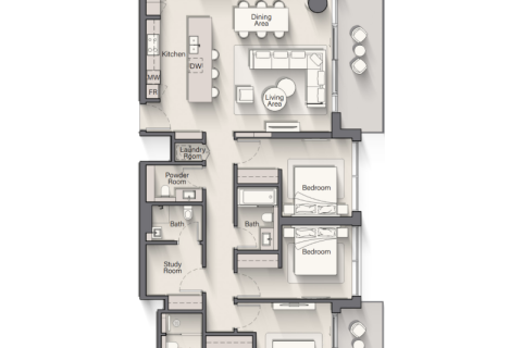 Apartman u Al Marjan Island, Ras Al Khaimah, UAE 1 soba, 37 m2 Br. 690256 - fotografija 7