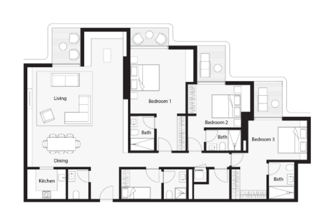 شقة للبيع في Sheikh Zayed Road، دبي، الإمارات العربية المتحدة 1 غرفة نوم ، 87 متر مربع ، رقم 690286 - صورة 9