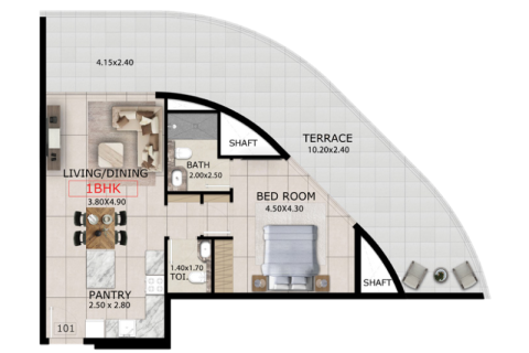 Διαμέρισμα σε Dubai, ΗΑΕ 1 δωμάτιο, 37 τ.μ. Αρ. 690285 - φωτογραφία 4