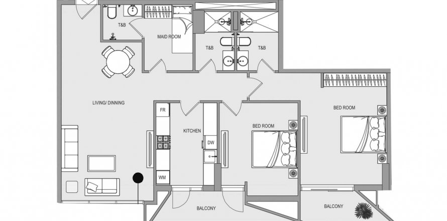 Apartment sa EVERGR1N House 4 sa Al Satwa, Dubai, UAE 2 silid-tulugan, 115 sq.m. № 629573