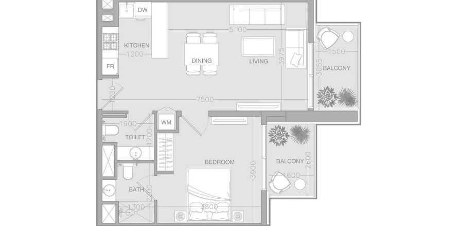 Apartament w Jumeirah Village Triangle, Dubai, ZEA 1 sypialnia, 66.22 mkw. nr 661915