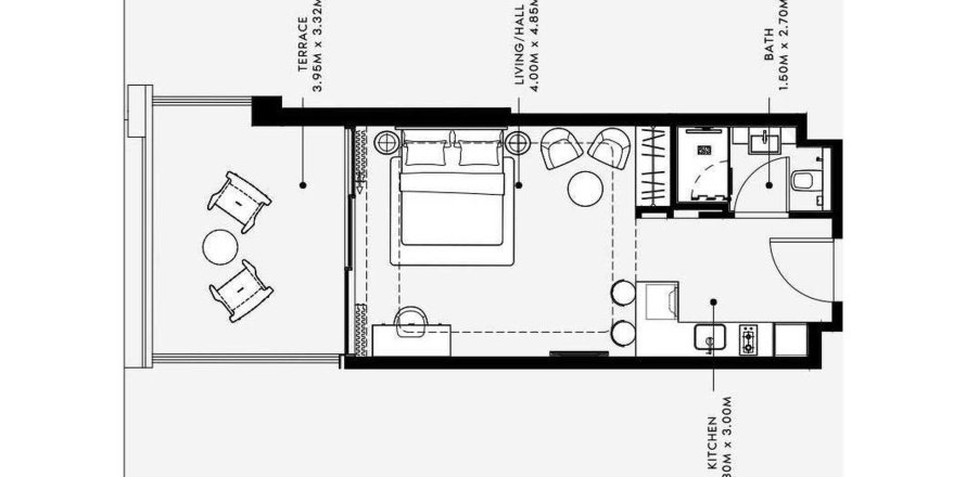 Apartman tlocrt «TYPE 01», 1 soba u AZIZI RIVIERA 60