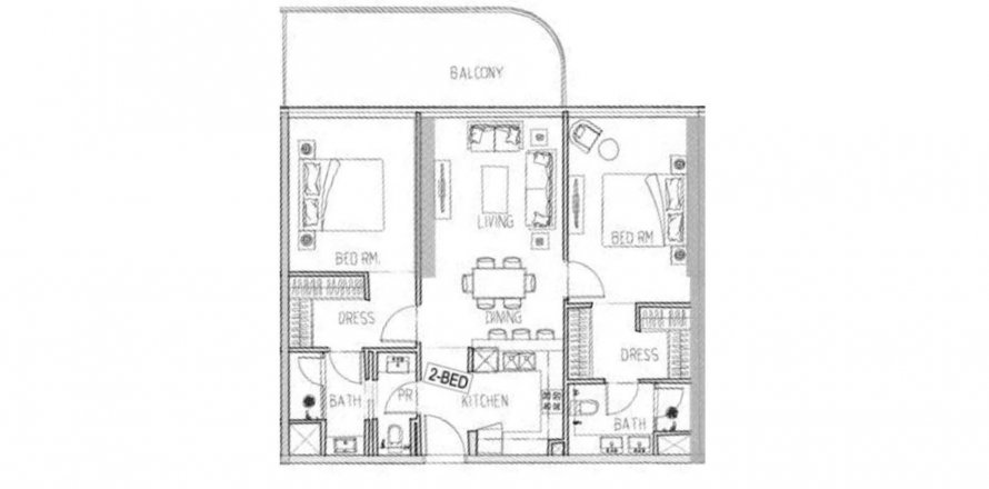 آپارتمان در Dubai Harbour، Dubai ، امارات متحده عربی 2 خوابه ، 102.19 متر مربع.  شماره 406779
