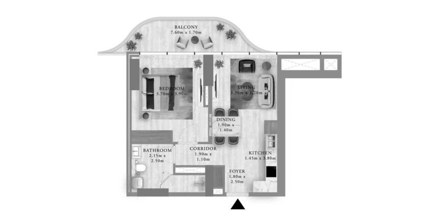 Квартира в Royal Yacht Club Residence в Дубай, ОАЭ 2 комнаты, 66.95м2 № 709227