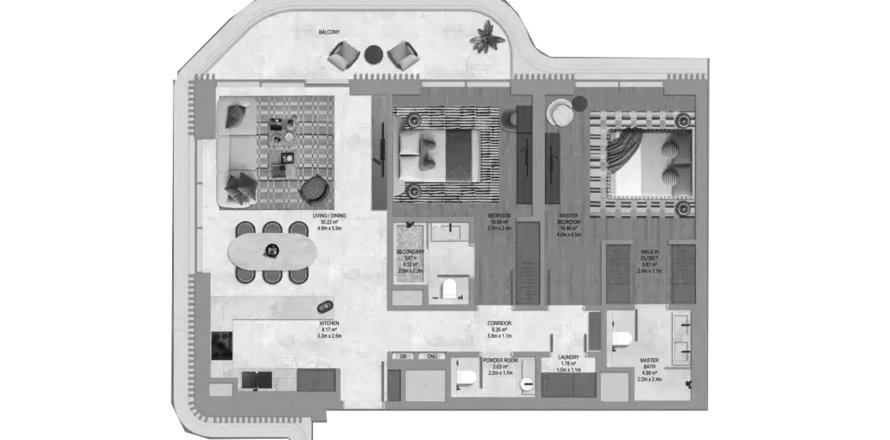 Yas Island、Abu Dhabi、UAEにあるマンション 2ベッドルーム、119.01 m2 No739712